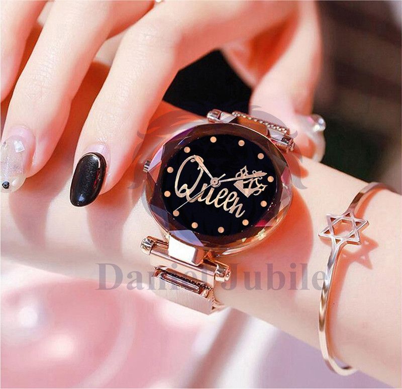 21st century Magnetic Chain Magnetic Chain magnet strap mash hand watch girls watch for women gift Rose Gold Analog Watch - For Girls