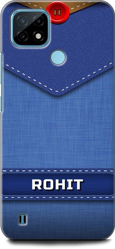 WallCraft Back Cover for Realme C21, RMX3201 ROHIT NAME, R LETTER, BLUE, JEANS, ALPHABET, DESIGN  (Multicolor, Dual Protection, Pack of: 1)