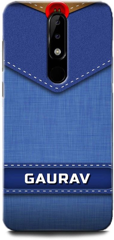 WallCraft Back Cover for Nokia 5.1 Plus / TA-1102 DS GAURAV NAME, G LETTER, BLUE, JEANS, ALPHABET, DESIGN  (Multicolor, Dual Protection, Pack of: 1)