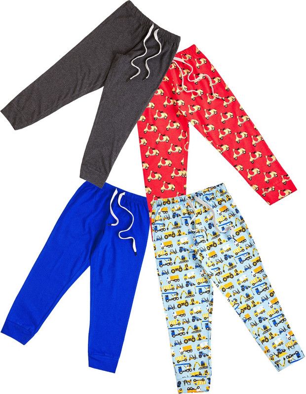Pack of 2 Boys Regular Fit Multicolor Pure Cotton Trousers