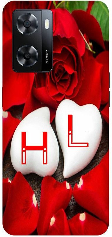 Dimora Back Cover for OPPO A 57e, H LOVES L NAME H NAME L LETTER ALPHABET H LOVE L NAME  (Red, Hard Case, Pack of: 1)
