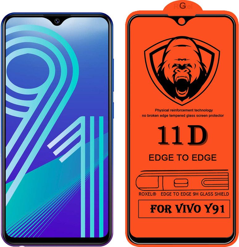 Roxel Edge To Edge Tempered Glass for Vivo Y91  (Pack of 1)