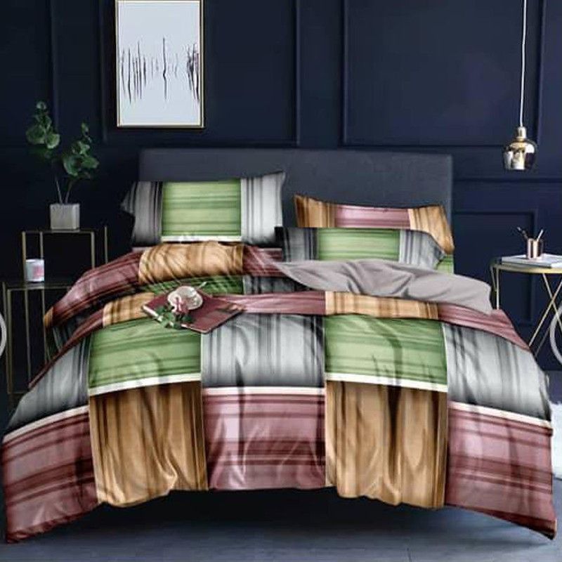 MOXIE 190 TC Microfiber Double Geometric Flat Bedsheet  (Pack of 1, Multicolor)