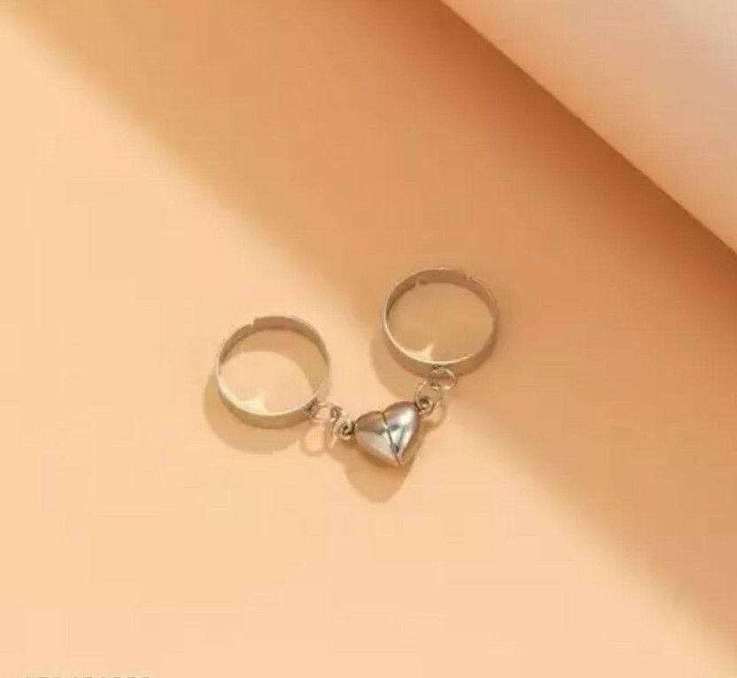 Magnet Attraction Heart Couple Ring (1 Ring For Boy 1 Ring Girl) Alloy Chain Ring - Multi Finger
