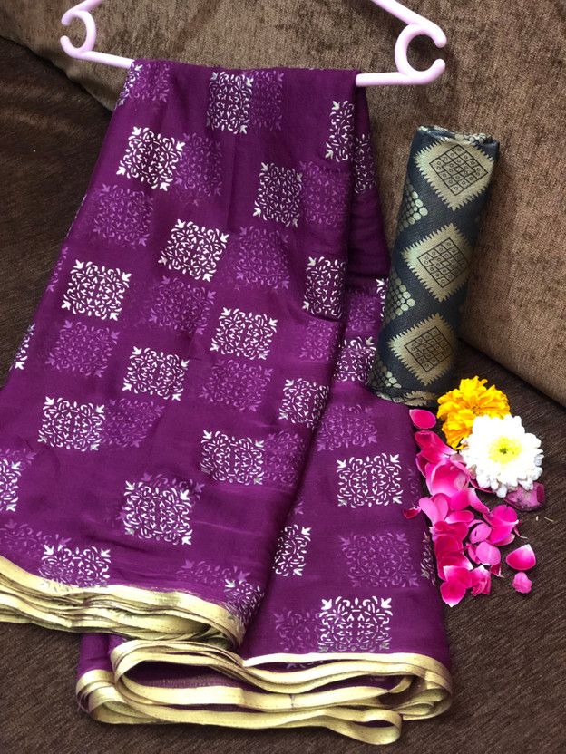 Embellished Bandhani Georgette Saree  (Magenta)
