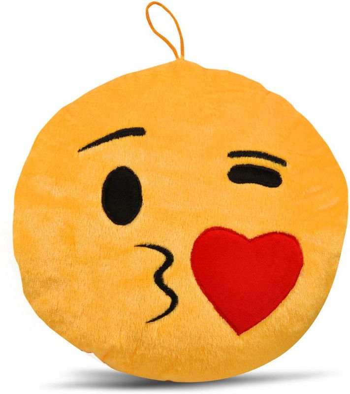Noozarts Cotton SMILEY CUSHION WITH QUOTES Decorative Cushion Pack of 1  (Yellow)