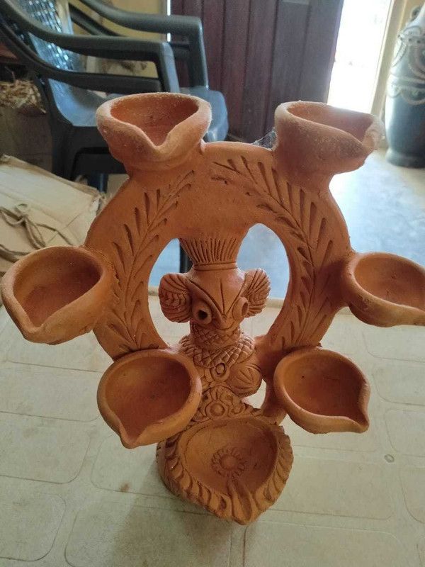asomi Terracotta Table Diya Set  (Height: 4.72 inch)