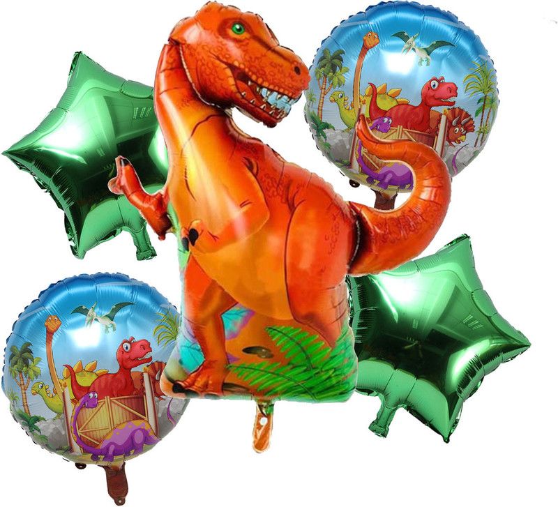 ADSpackers Printed Dinosaur Balloons Foil Toy Foil Balloons Party Birthday Party ,toys, Figures, Balloon  (Multicolor, Pack of 5)