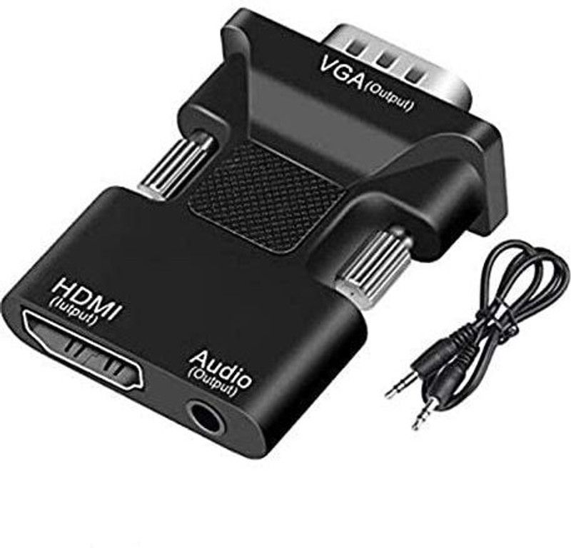 microware HDMI Adapter 0.231 m HDMI to VGA Adapter/Converter (HDMI TO VGA)  (Compatible with HDTV, Blu-Ray, Set Top Box, Black)