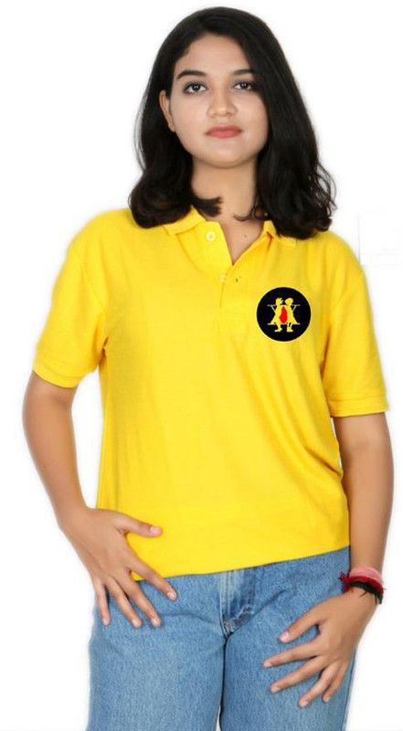 ComicKaze Hunter x Hunter printed t shirt for girls. Women Printed Polo Neck Polyester Yellow T-Shirt