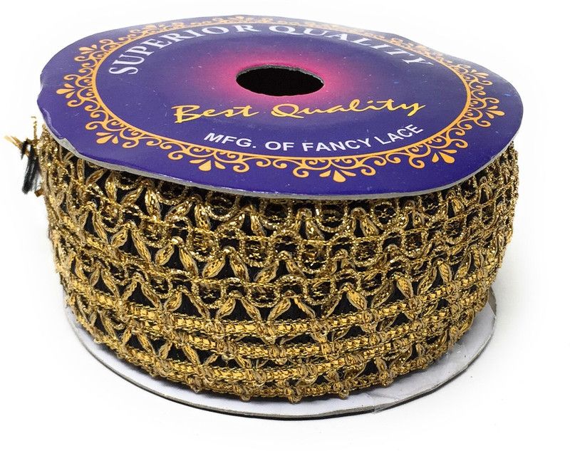Inhika 9 Meters Lace Border Material, Embroidered, Polyester Fabric (1cm Wide, Black) for saree dupatta lehenga blouse Lace Reel  (Pack of 1)