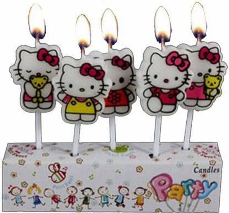 KITTY THEME BIRTHDAY CANDLE-PACK OF CANDLE 10 Candle  (Multicolor, Pack of 10)