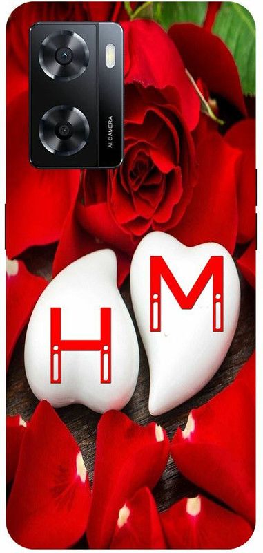 Dimora Back Cover for OPPO A 57e, H LOVES M NAME H NAME M LETTER ALPHABET H LOVE M NAME  (Red, Hard Case, Pack of: 1)
