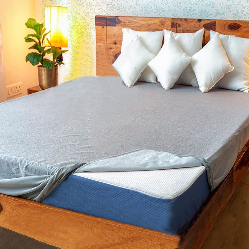 GADDA CO Fitted Queen Size Waterproof Mattress Cover  (Grey)