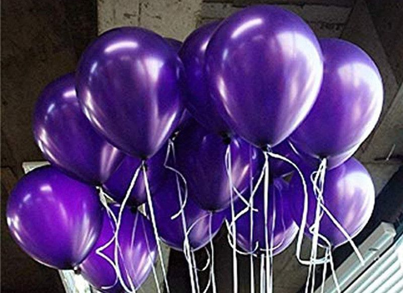 AMFIN Solid Metallic Balloons Purple for Birthday Decoration Balloon  (Purple, Pack of 25)