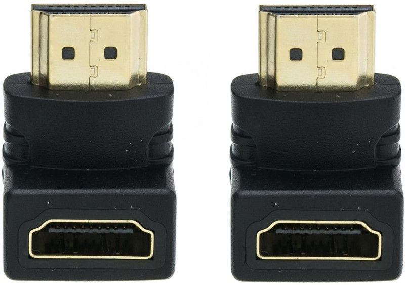 Fedus HDMI Adapter 0.01 m Gold Plated HDMI Male to Female Converter Connector Adapter 90 Degree L Shape for HDTV, Plasma TV, LCD,LED, Etc – Black Pack of 2  (Compatible with Laptop ;; Computer, Black, Pack of: 2)