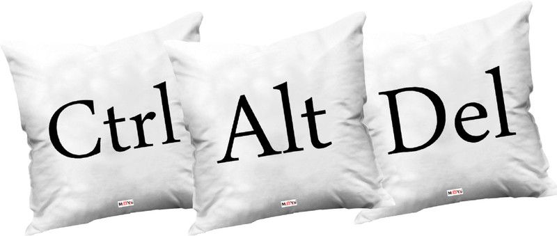 ME&YOU Microfibre Printed Decorative Cushion Pack of 3  (White)
