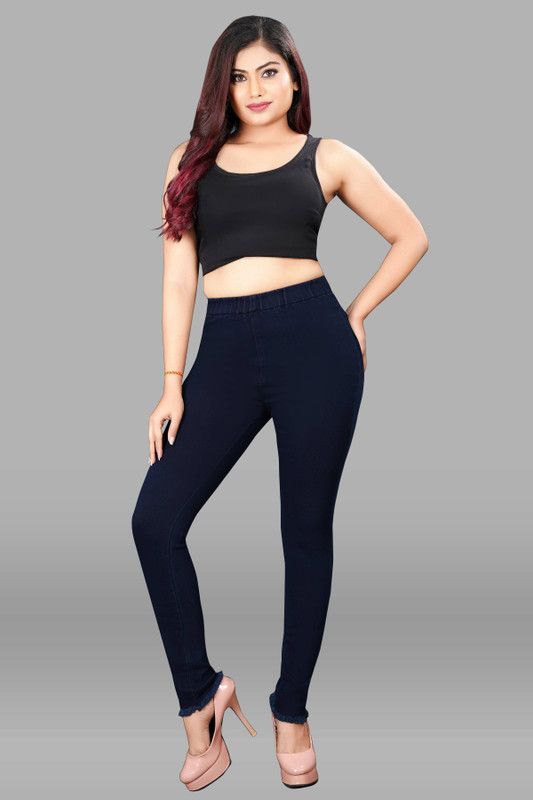 EVERSHINEFABRIC Dark Blue Jegging  (Solid)