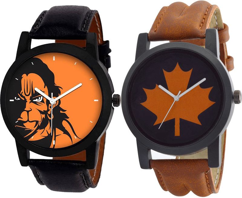 combo watch Analog Watch - For Girls Brand New Traditional Hanuman Analogue Black And Brown Color Boys And Men Watch - B26-B34 (Combo Of 2 )