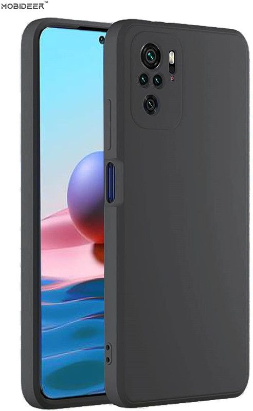 MOBIDEER Back Cover for Redmi Note 10/Redmi Note 10S, Matte Rubberized Soft Silicone Protective Cloth Inside  (Black, Dual Protection, Pack of: 1)