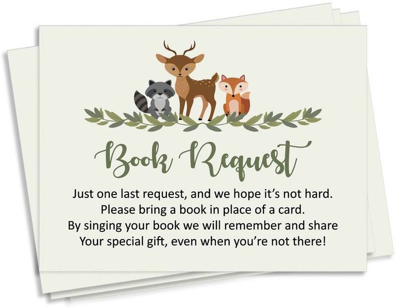 Inkdotpot 30 Jungle Animals Gender Neutral Baby Shower Book Request Invitations Game Cards Invitation Card  (Book_Request, Pack of 1)