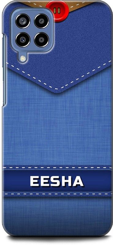 WallCraft Back Cover for SAMSUNG Galaxy M53 5G EESHA NAME, E LETTER, BLUE, JEANS, ALPHABET, DESIGN  (Multicolor, Dual Protection, Pack of: 1)