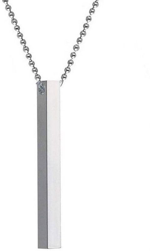 Stainless Steel 3D Cuboid Vertical Bar/Stick Locket Pendant Necklace Silver Stainless Steel Pendant
