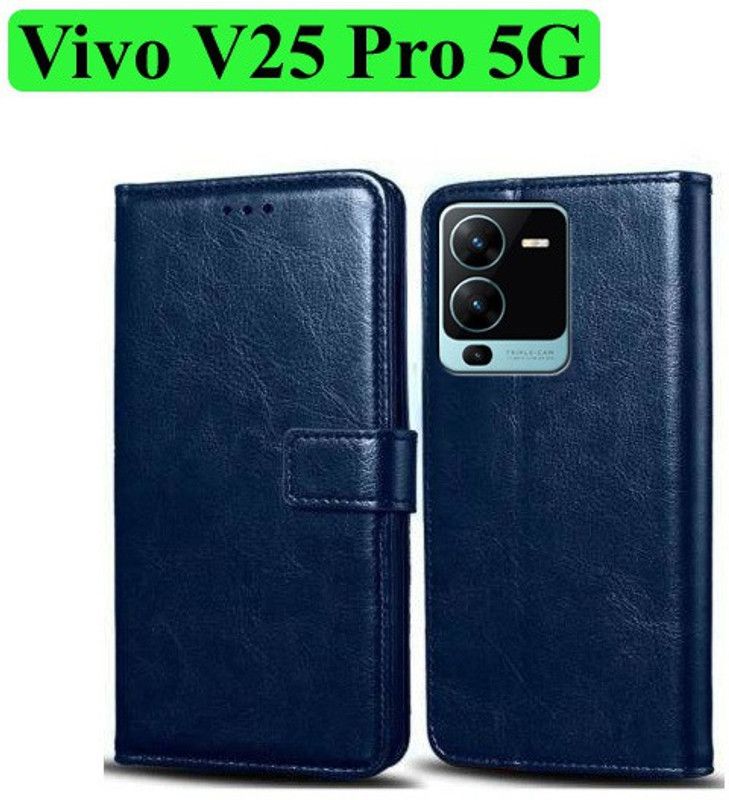 Wynhard Flip Cover for Vivo V25 Pro 5G  (Blue, Grip Case, Pack of: 1)