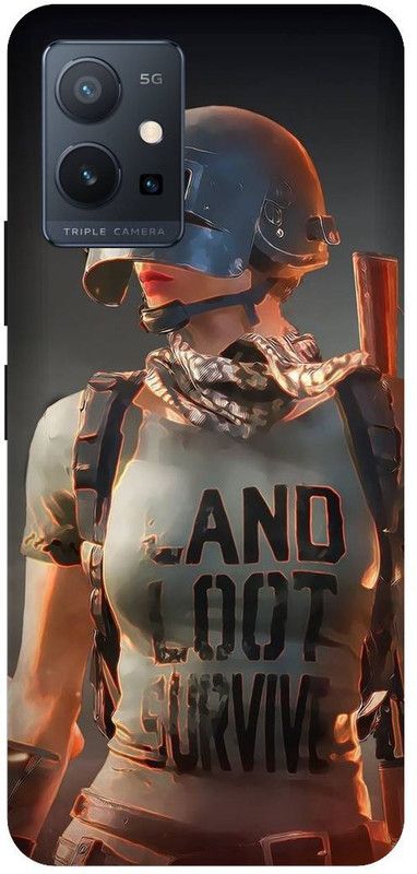 PHONE WALEY.COM Back Cover for VIVO Y75 (5G) , V2142 , Pubg, Pubg game,print Back Cover  (Brown, Hard Case, Pack of: 1)