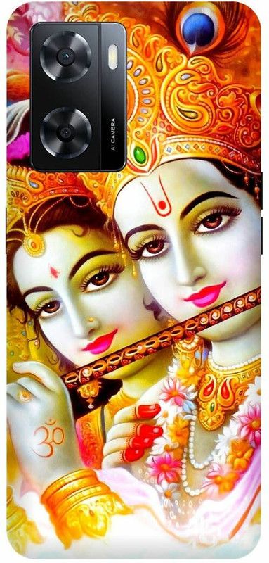 Dimora Back Cover for OPPO A57, RADHAKRISHNA KRISHNAKANHIYA KRISHANJI GOD  (Gold, Hard Case, Pack of: 1)