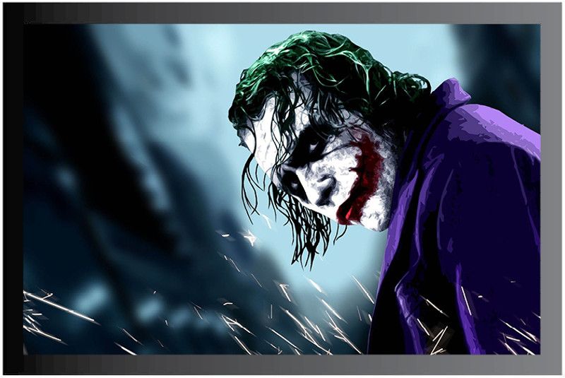 Joker Frame Poster For Room Synthetic Wood Gloss Lamination F82 Paper Print  (14 inch X 20 inch, Framed)