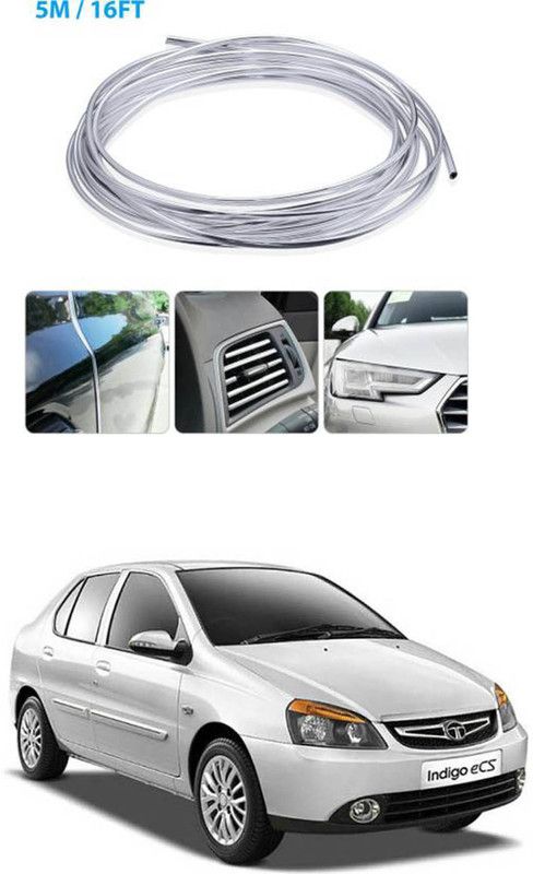 APICAL Tata Indigo CS Edge Guard Protector for Door and Edges 5 Meter) (Colour-Chrome Silver) Car Beading Roll For Bumper, Door, Window Sill  (5 m)