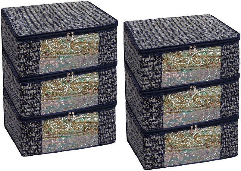 HomeStrap Multi Purpose Storage Bag Premium 3 Layer Cotton Multi Purpose Storage/Clothes/Saree Cover  (Navy Blue)