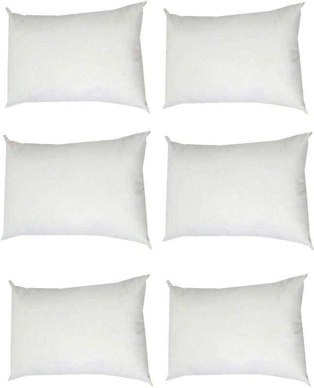 Tidy Cotton Solid Bed/Sleeping Pillow Pack of 6  (White)