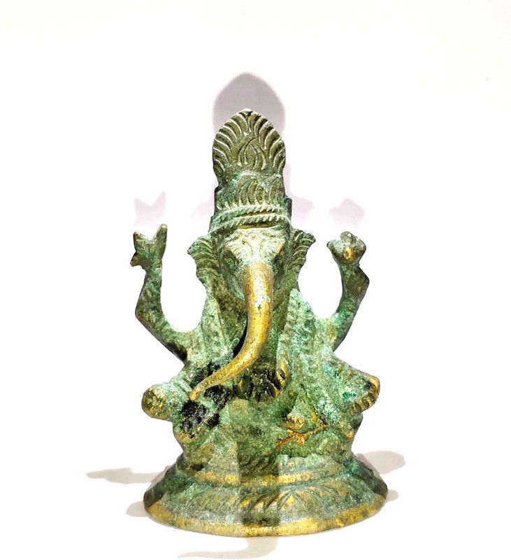 ank Lord Ganesh Murti for Pooja at Home and mandir Size -8.5 cm H,5 cm L. Decorative Showpiece - 8.5 cm  (Brass, Brown)