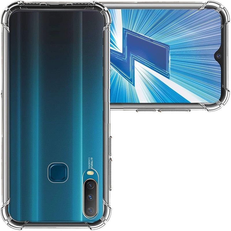 Phone Back Cover Flip Cover for Vivo Y19  (Transparent, White, Grip Case, Pack of: 1)