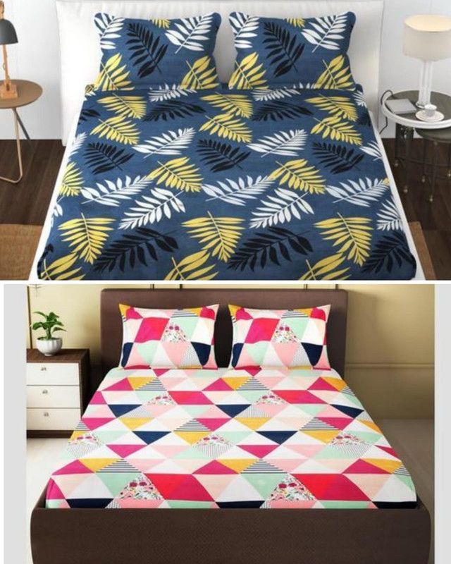 138 TC Microfiber King Bedsheet  (Pack of 2, Multicolor)