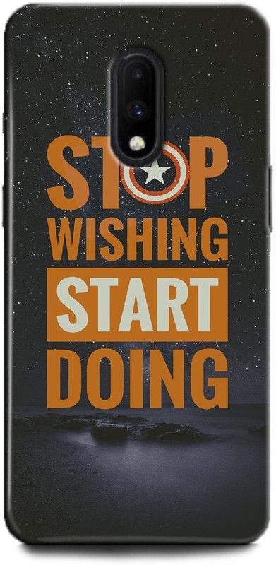 WallCraft Back Cover for One Plus 7 MOTIVATIONAL, INSPIRATION, STOP WISHING START DOING, POSITIVE  (Multicolor, Dual Protection, Pack of: 1)