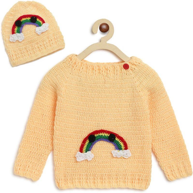 Baby Boys & Baby Girls Casual Sweater Cap  (Yellow)