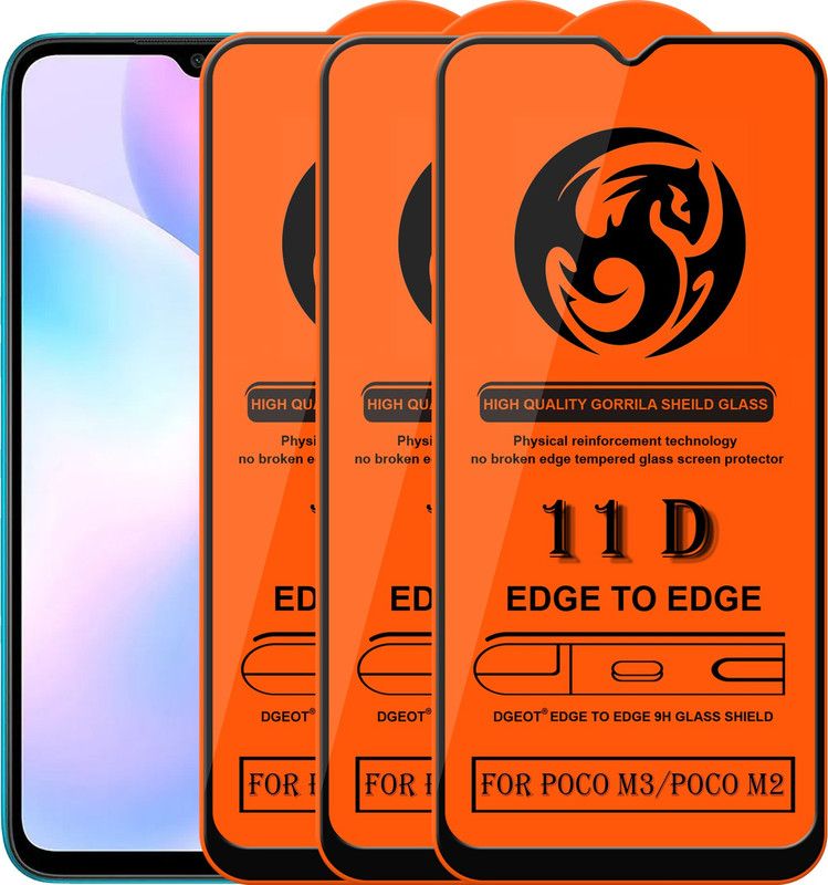 HQ Protection Edge To Edge Screen Guard for Poco M3  (Pack of 3)