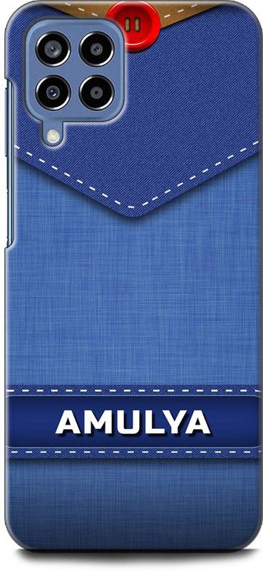 WallCraft Back Cover for SAMSUNG Galaxy M53 5G AMULYA NAME, A, LETTER, BLUE, JEANS, ALPHABET, DESIGN  (Multicolor, Dual Protection, Pack of: 1)