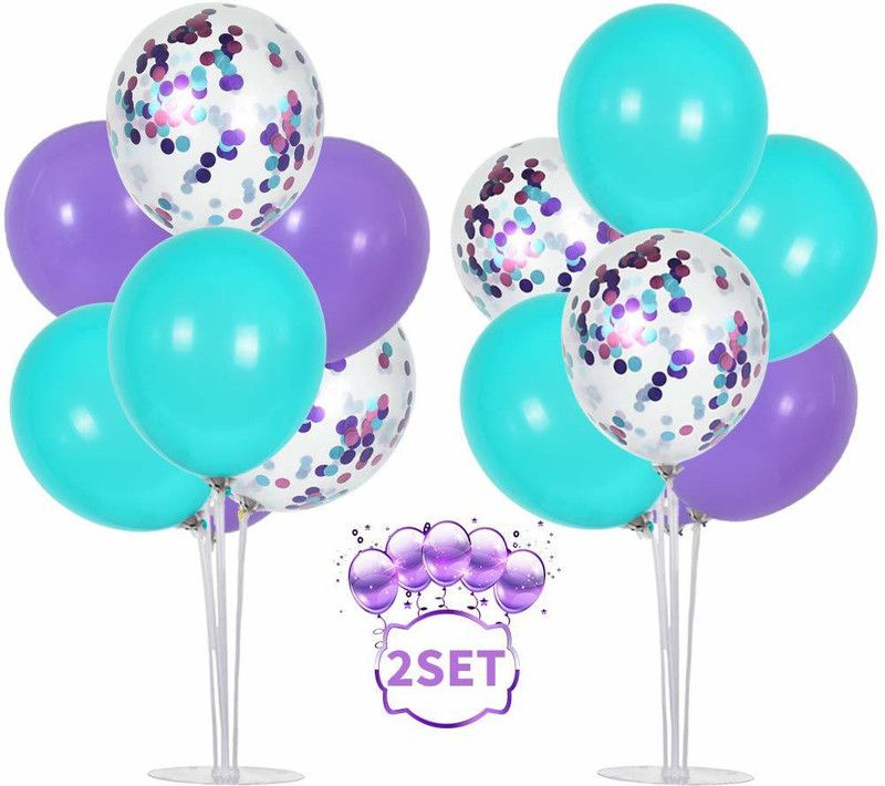Beliky Solid Mermaid Balloon Table Decoration 2 Set Lavender Purple Balloon  (Multicolor, Pack of 12)