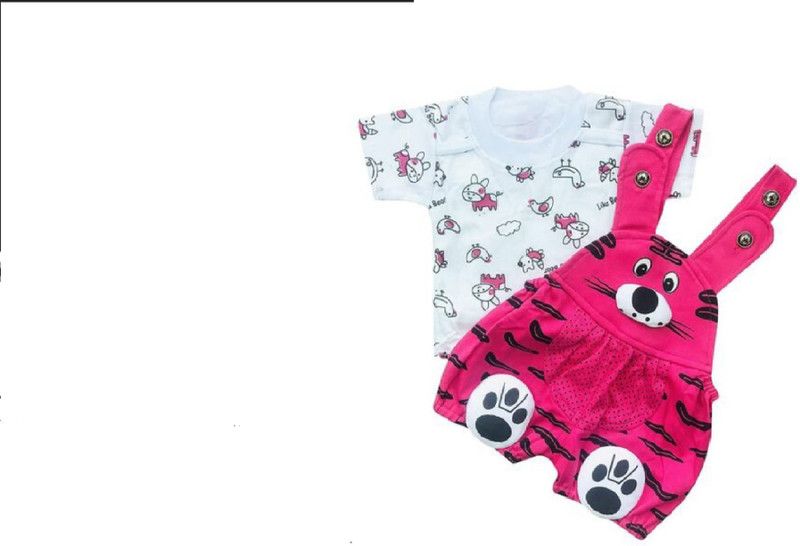 Dungaree For Baby Boys & Baby Girls Printed Cotton Blend  (Multicolor, Pack of 1)