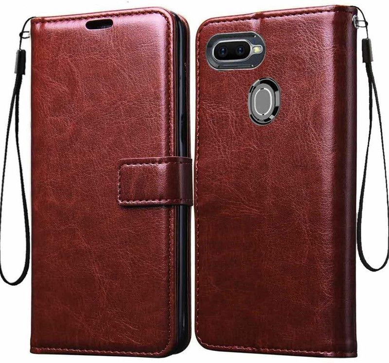 UNQMobi Book Cover for Oppo A5s  (Brown, Flexible, Pack of: 1)