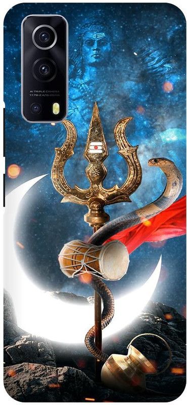 THE NARAYANA COLLECTIONS Back Cover for IQOO Z3- V2073A-TRISHOOL,MAHADEV,NEON,ANGRY,SHIV  (Multicolor, Hard Case, Pack of: 1)
