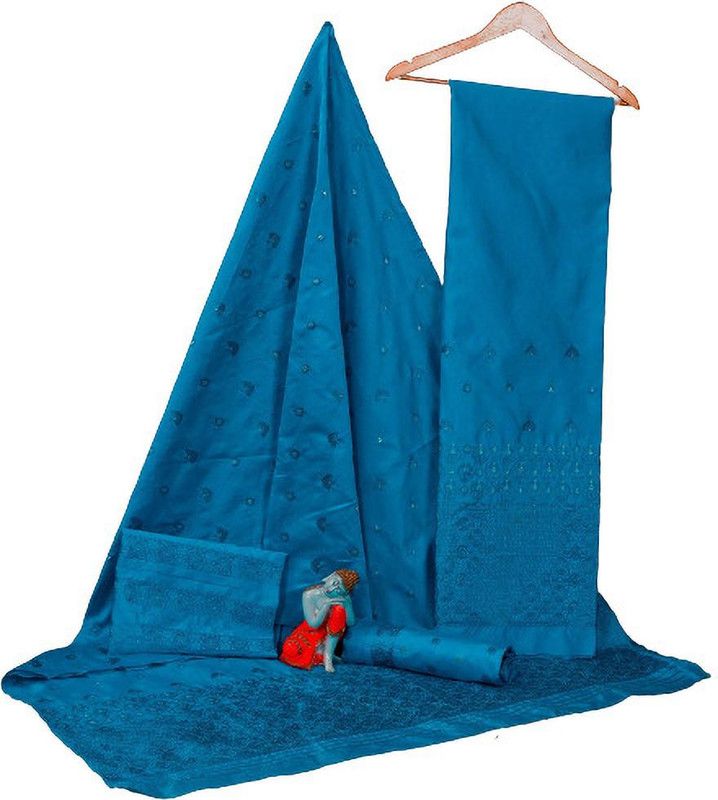 Digital Print Mekhela Chador Art Silk Saree  (Light Blue)