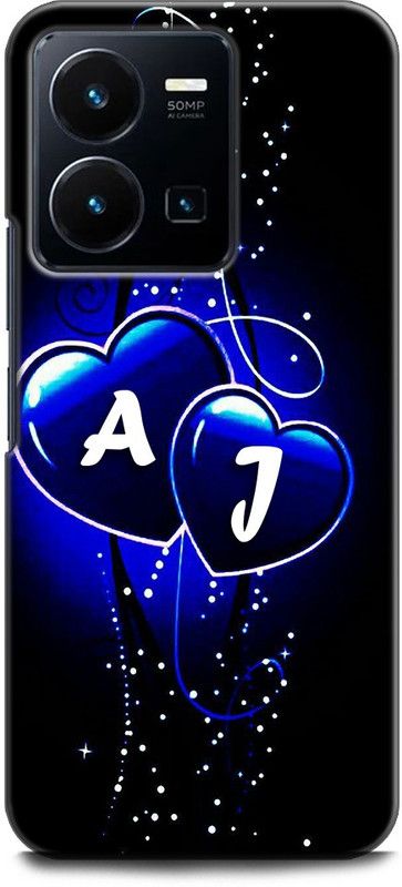 WallCraft Back Cover for Vivo Y35, V2205 A J, A LOVES J, NAME, ALPHABET, AJ LOVE, HART, BLUE  (Multicolor, Dual Protection, Pack of: 1)