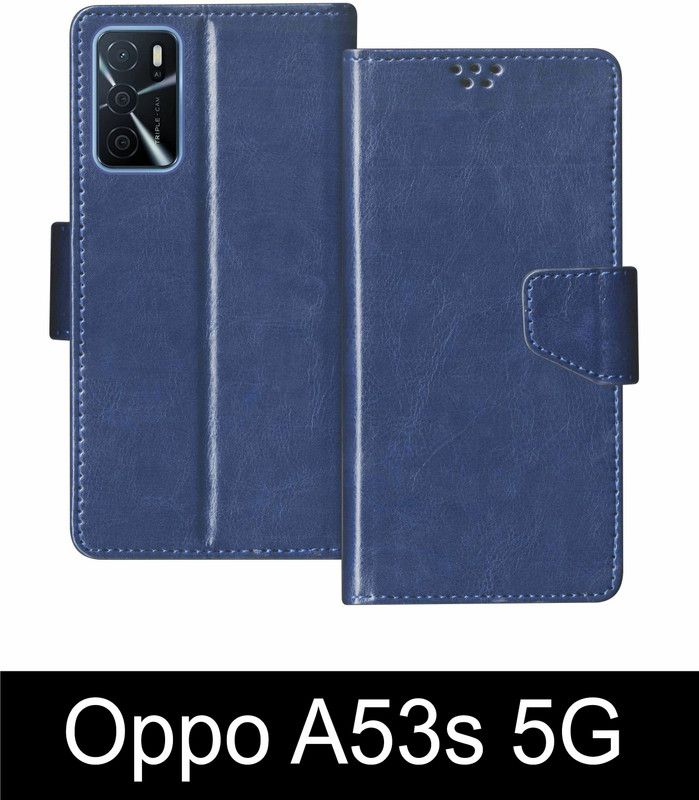 SBMS Flip Cover for Oppo A53s 5G  (Blue, Shock Proof, Pack of: 1)