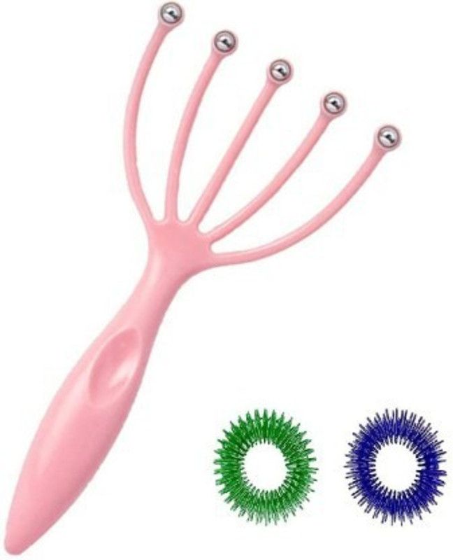 SUJOK Acupresure Scalp Massager Head Massage 5 Stainless Steel Roller for Stress Relax with Sujok Finger Ring Massager  (Multicolor)