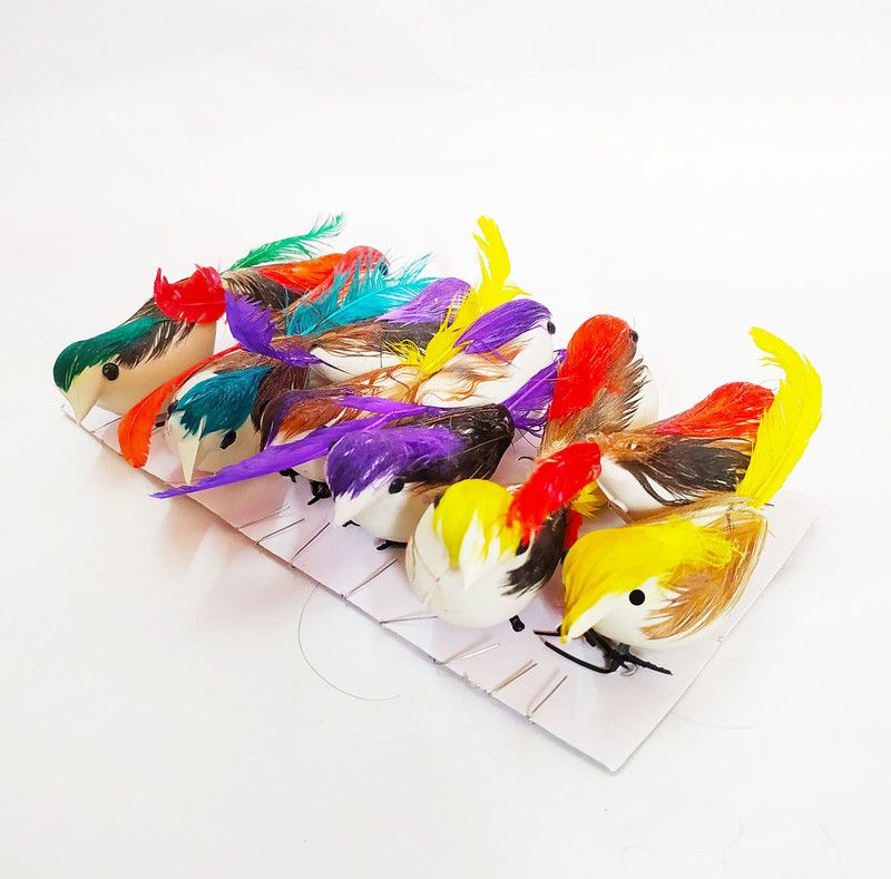 BEAUTYAVENUE Crafts Artificial Birds - Pack of 12 (Size 2- inch)